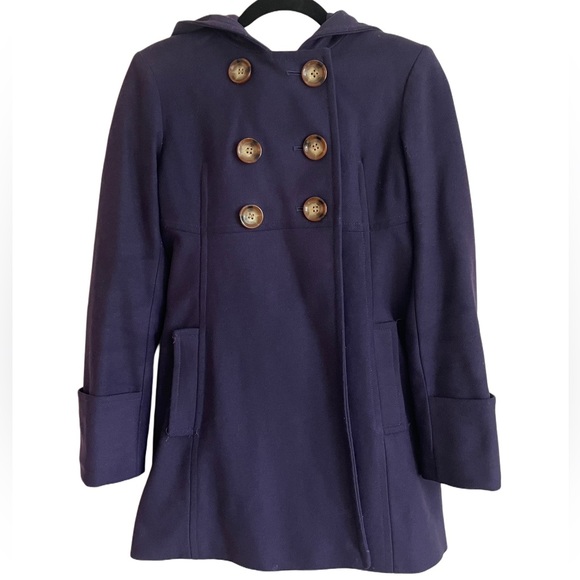 Michael by Michael Kors Hooded Wool Peacoat Double Breasted Plum Purple 4 - Picture 2 of 16